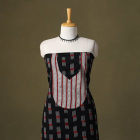 Black Pochampally Ikat Cotton Unstitched Kurta Material