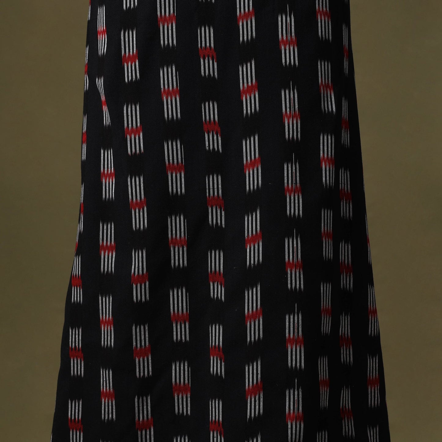 Black Pochampally Ikat Cotton Unstitched Kurta Material