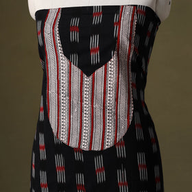 Black Pochampally Ikat Cotton Unstitched Kurta Material