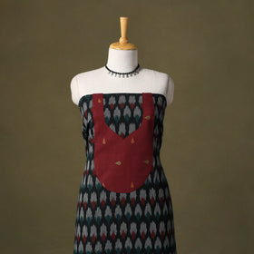 Black Pochampally Ikat Cotton Unstitched Kurta Material