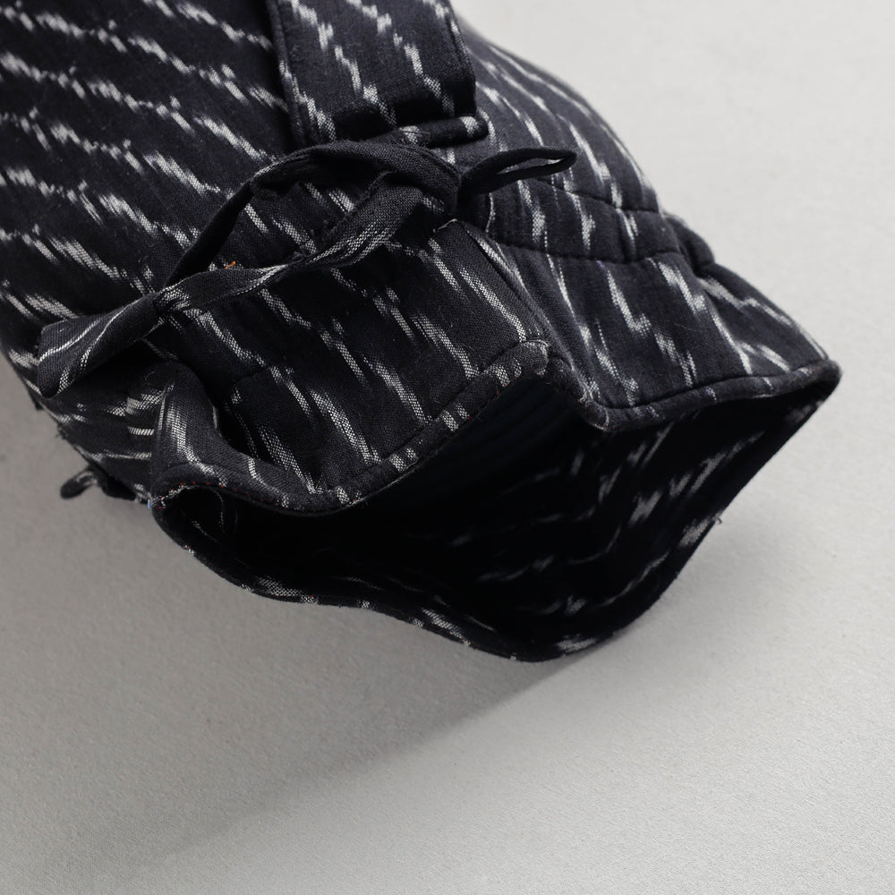 Black Pochampally Ikat Cotton Yoga Mat Bag 