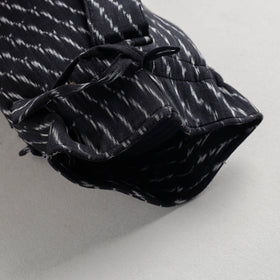 Black Pochampally Ikat Cotton Yoga Mat Bag 