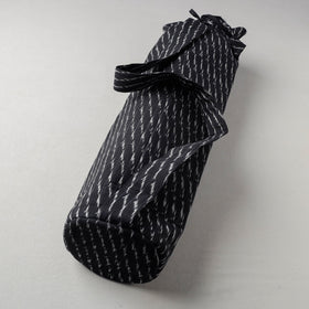 Black Pochampally Ikat Cotton Yoga Mat Bag 