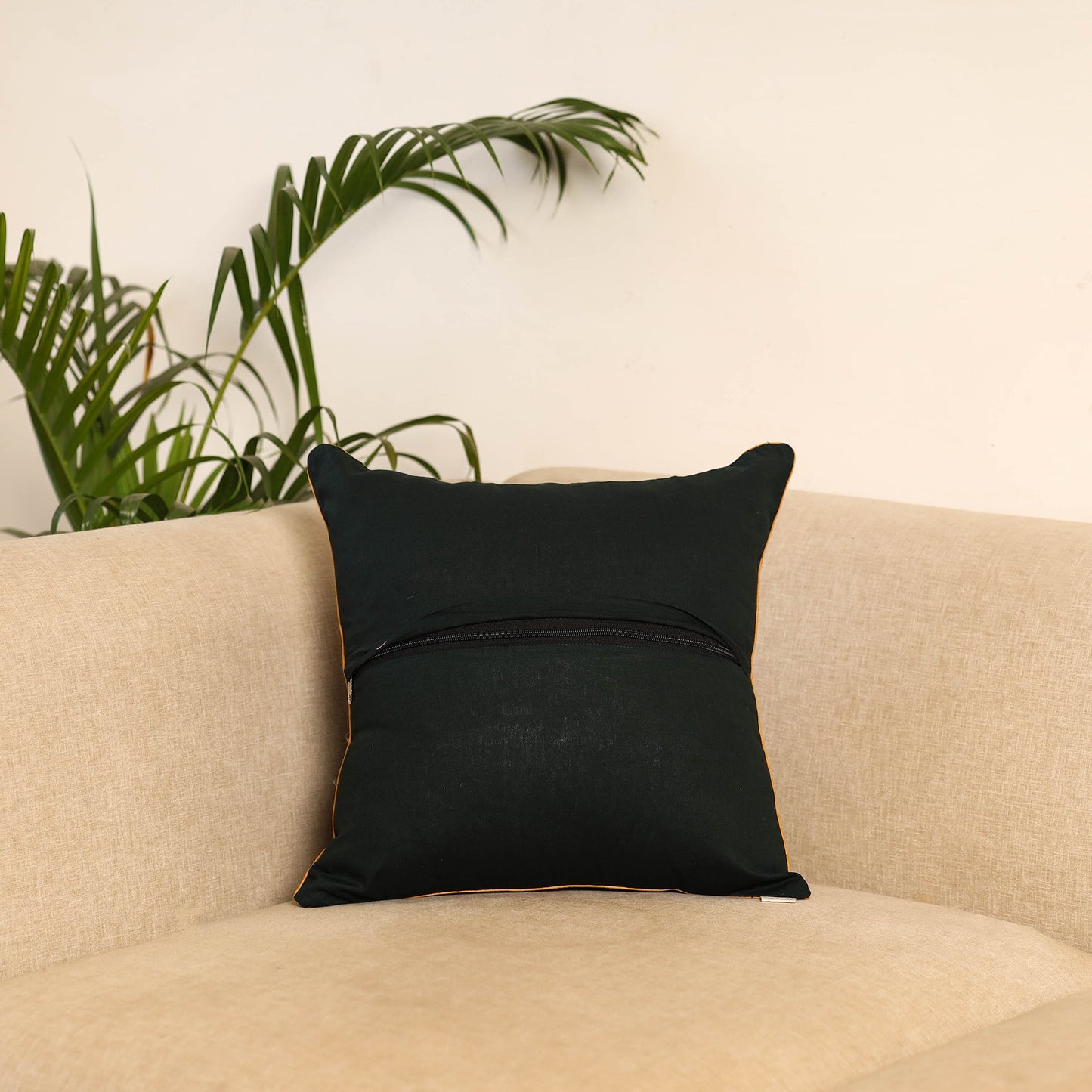 Black - pochampally ikat cushion cover 03 - handcrafted