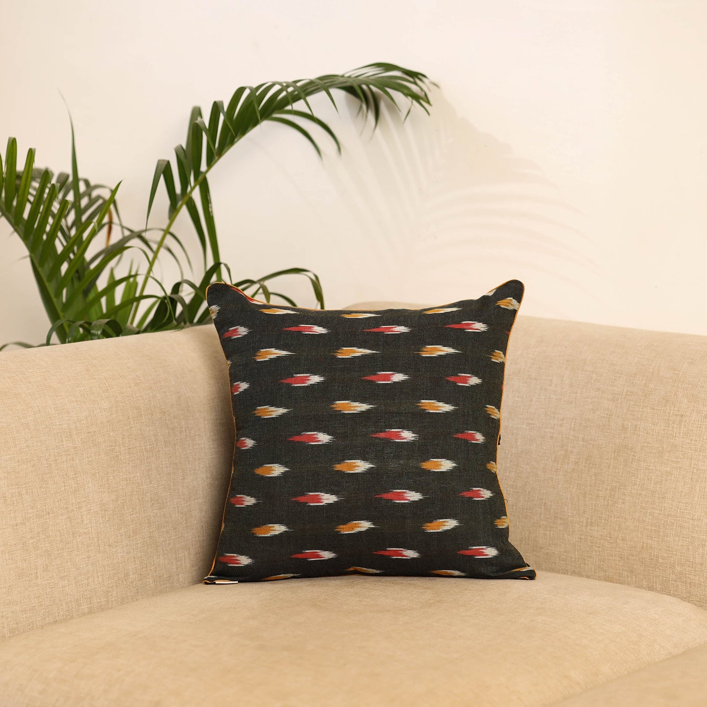 Black - pochampally ikat cushion cover 03 - handcrafted
