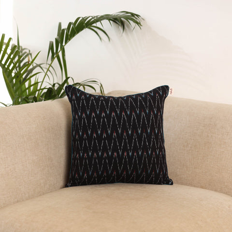 Black - pochampally ikat cushion cover 15 - handcrafted