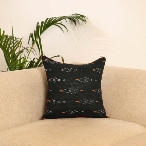 Black - pochampally ikat cushion cover 11 - handcrafted