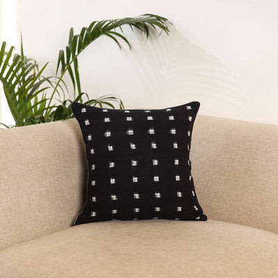 Black - pochampally ikat cushion cover 17 - handcrafted