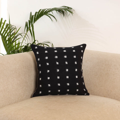 Black - pochampally ikat cushion cover 17 - handcrafted