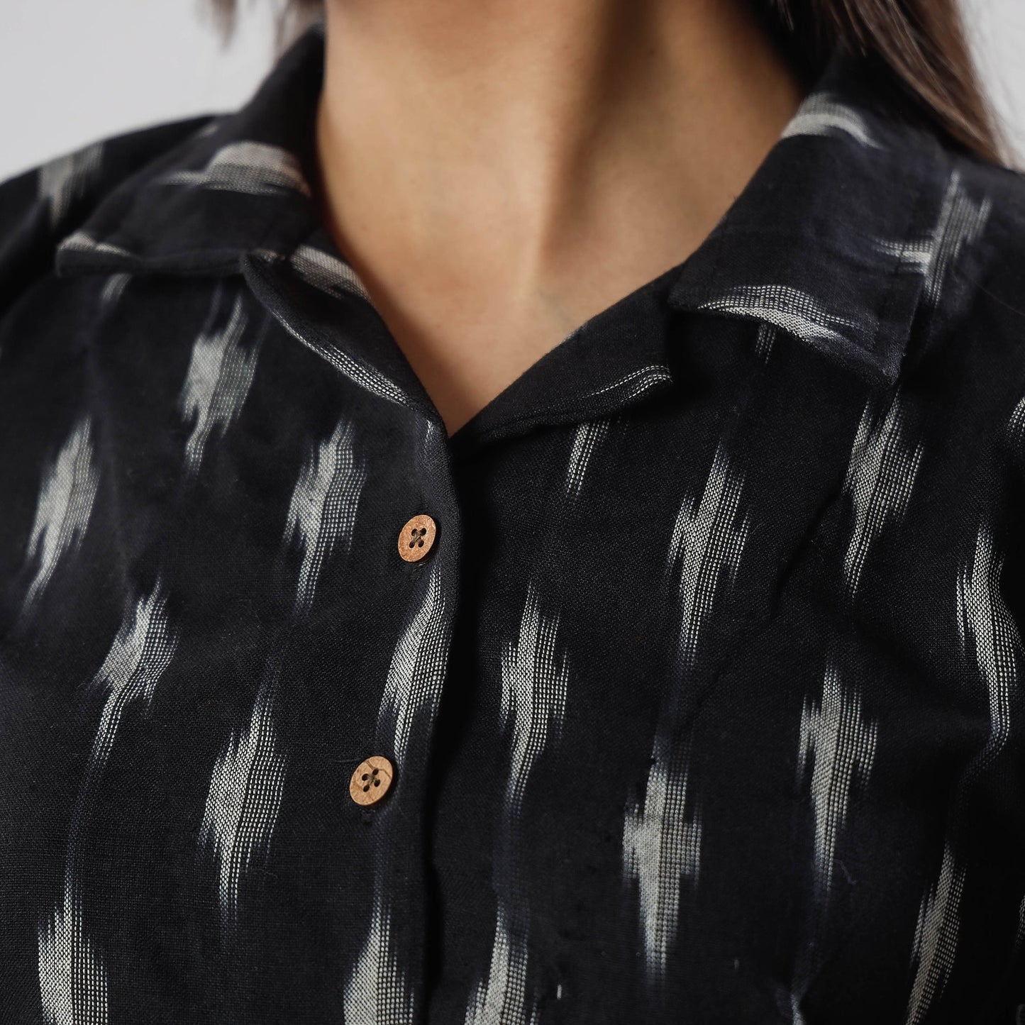 Black - pochampally ikat half sleeve cotton crop top