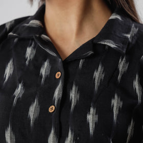 Black - pochampally ikat half sleeve cotton crop top