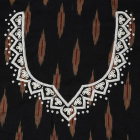 Black Pochampally Ikat Hand Embroidery Cotton Blouse Piece