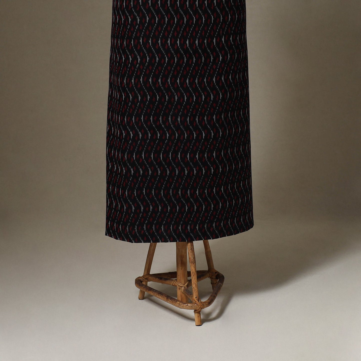 Black Pochampally Ikat Handloom Dress Material with Jewellery Set