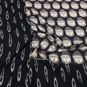 Black - pochampally ikat with kalamkari patch cotton
