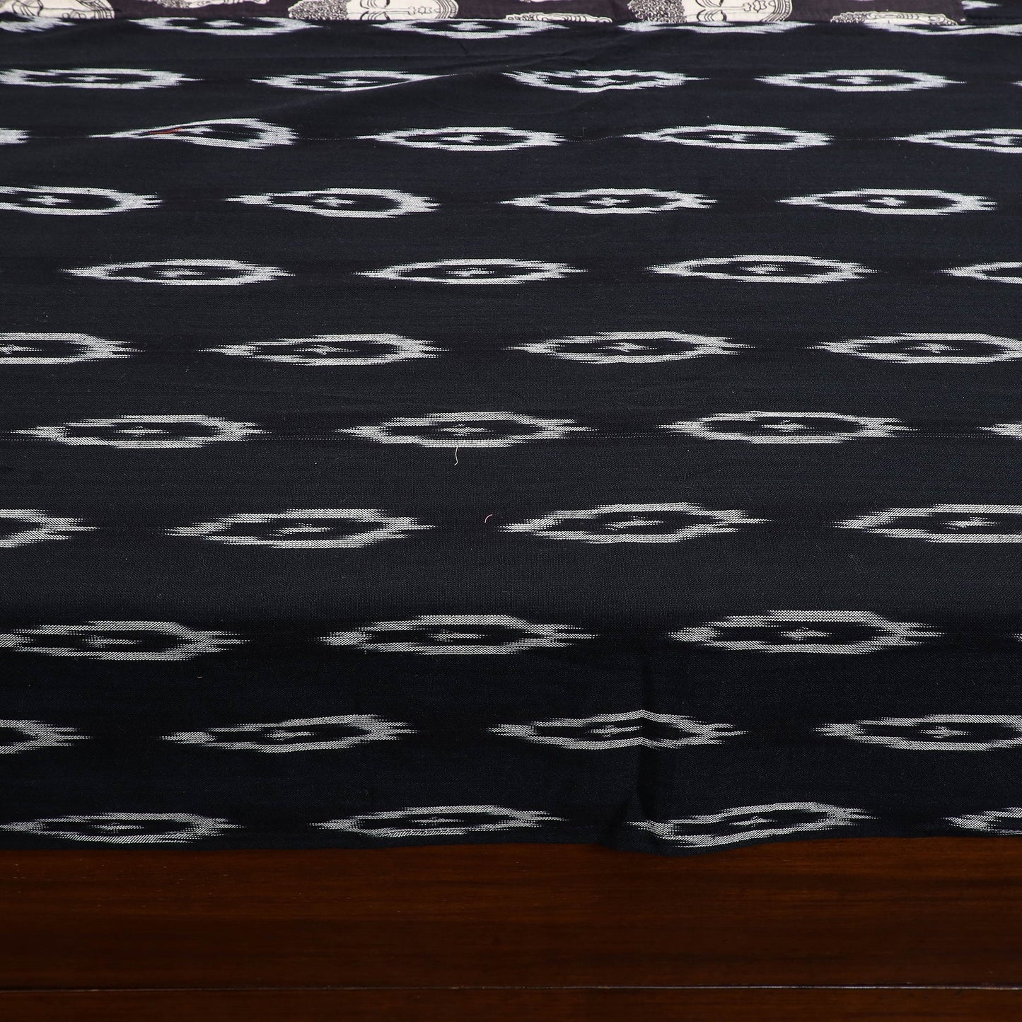 Black - pochampally ikat with kalamkari patch cotton