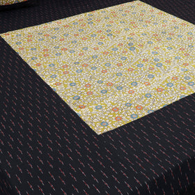 Black - pochampally ikat with kalamkari patch cotton