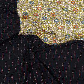 Black - pochampally ikat with kalamkari patch cotton
