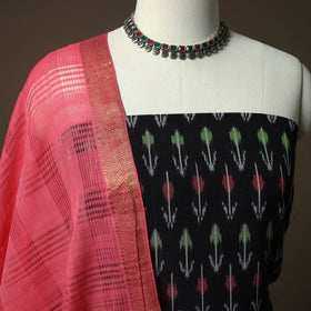 Pochampally ikat mercerised cotton 2pc unstitched dress