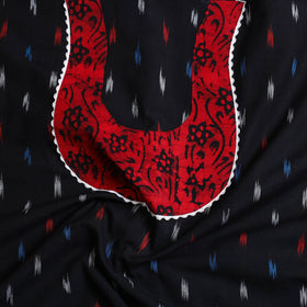  Black Pochampally Ikat Patchwork Cotton Kurta Material