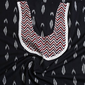  Black Pochampally Ikat Patchwork Cotton Kurta Material