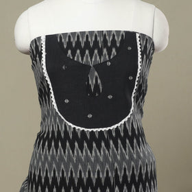 Buy Black Pochampally Ikat Patchwork Cotton Kurta Material