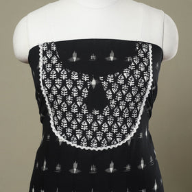 Buy Black Pochampally Ikat Patchwork Cotton Kurta Material