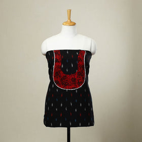  Black Pochampally Ikat Patchwork Cotton Kurta Material