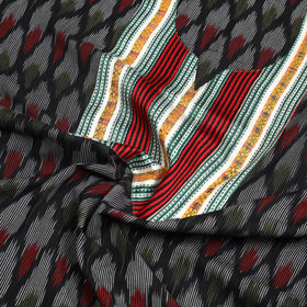 Buy Black Pochampally Ikat Patchwork Cotton Kurta Material
