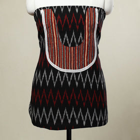 Black - pochampally ikat patchwork cotton unstitched kurta