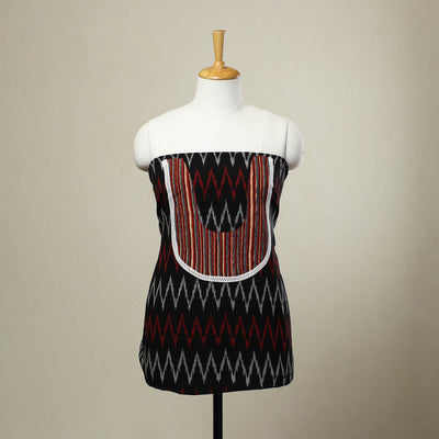 Black - pochampally ikat patchwork cotton unstitched kurta
