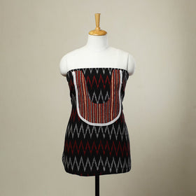 Black - pochampally ikat patchwork cotton unstitched kurta