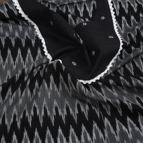 Buy Black Pochampally Ikat Patchwork Cotton Kurta Material