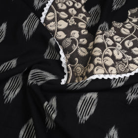 Buy Black Pochampally Ikat Patchwork Cotton Kurta Material