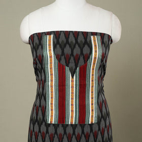 Buy Black Pochampally Ikat Patchwork Cotton Kurta Material