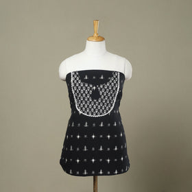 Buy Black Pochampally Ikat Patchwork Cotton Kurta Material