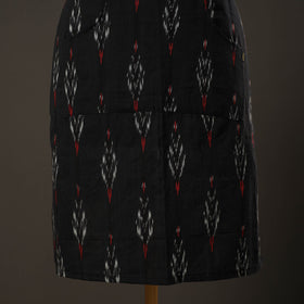 Black Pochampally Ikat Cotton Apron with Pocket
