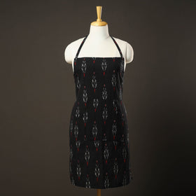 Black Pochampally Ikat Cotton Apron with Pocket