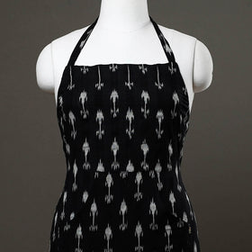 Black Pochampally Ikat Weave Cotton Apron with Pocket 