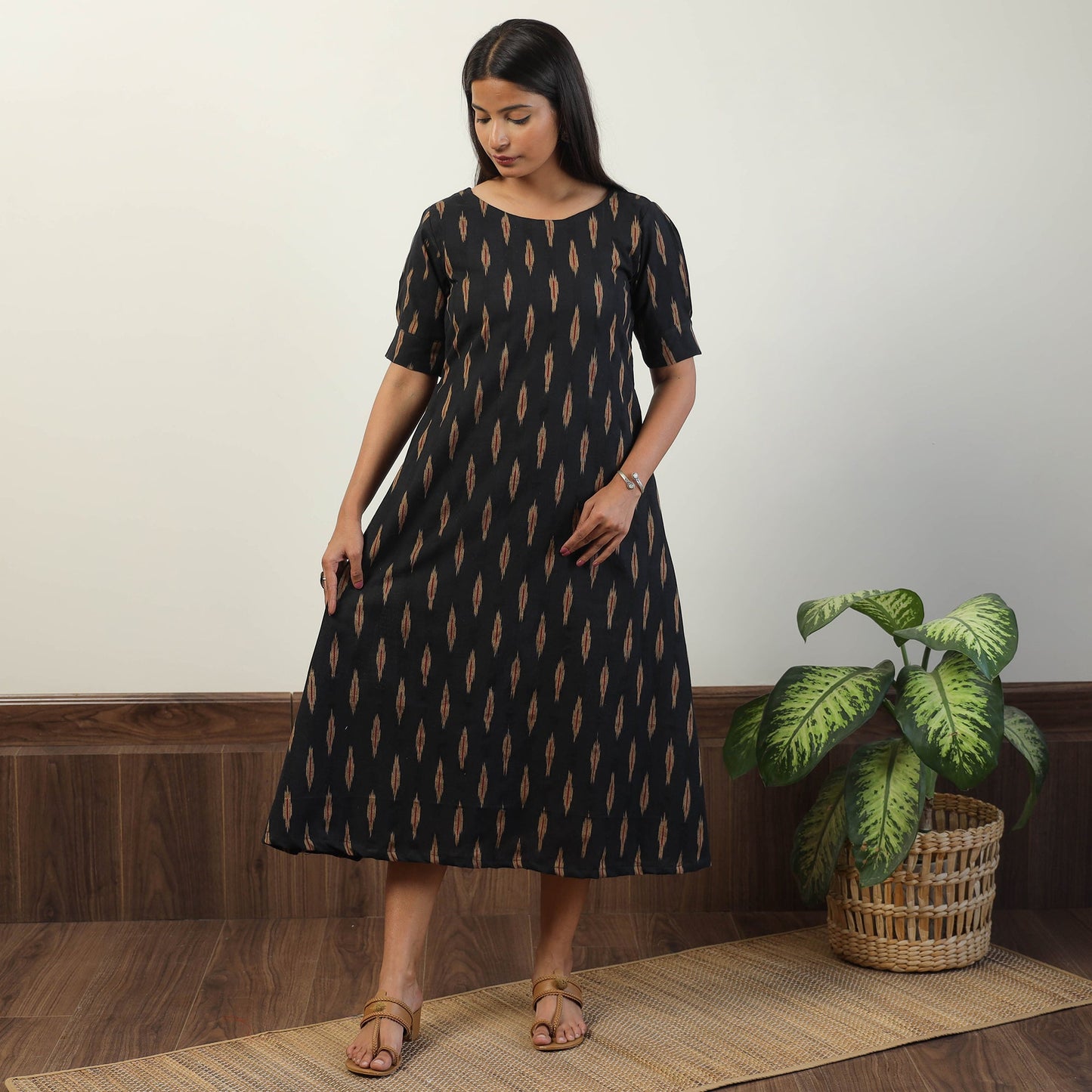  Pochampally Ikat Weave Cotton Dress 01 