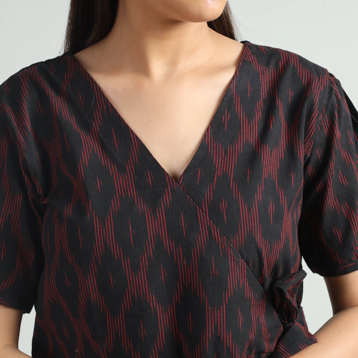 Black - Pochampally Ikat Weave Cotton Dress