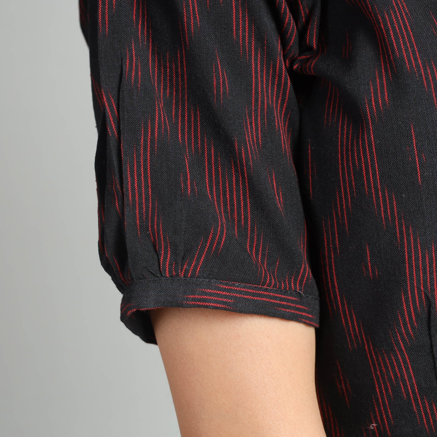 Black - Pochampally Ikat Weave Cotton Dress