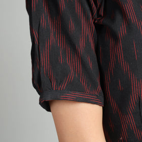 Black - Pochampally Ikat Weave Cotton Dress