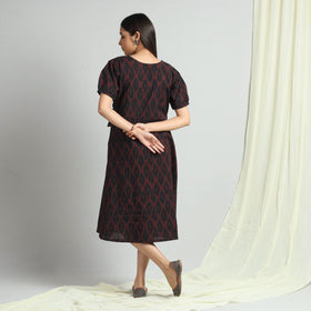 Black - Pochampally Ikat Weave Cotton Dress