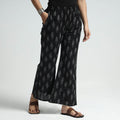 Black - pochampally ikat weave cotton elasticated palazzo