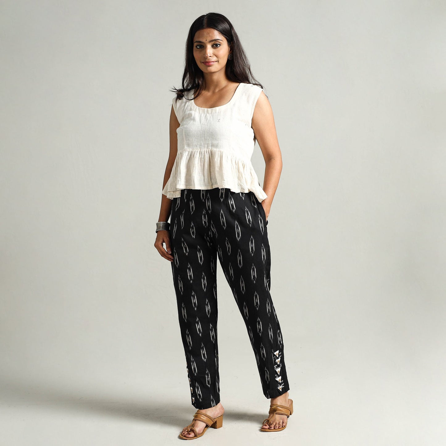  Pochampally Ikat Weave Cotton Elasticated Pant 06 