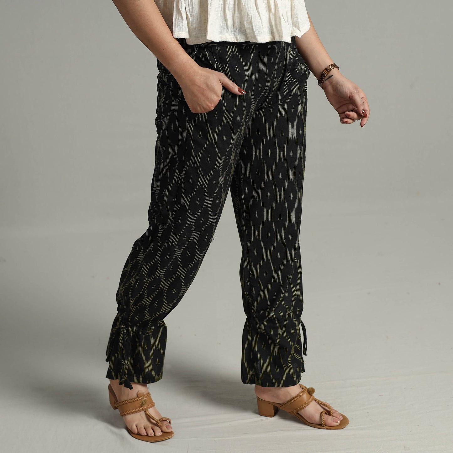 Buy Pochampally Ikat Weave Cotton Elasticated Pant 11 Online at iTokri.com