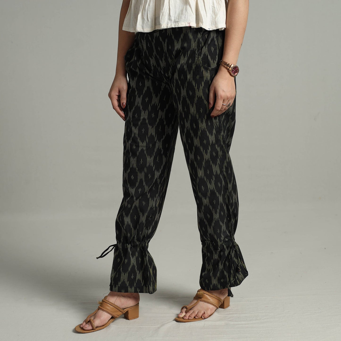 Buy Pochampally Ikat Weave Cotton Elasticated Pant 11 Online at iTokri.com