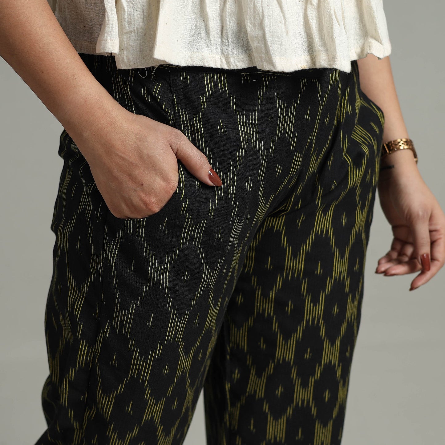 Buy Pochampally Ikat Weave Cotton Elasticated Pant 11 Online at iTokri.com