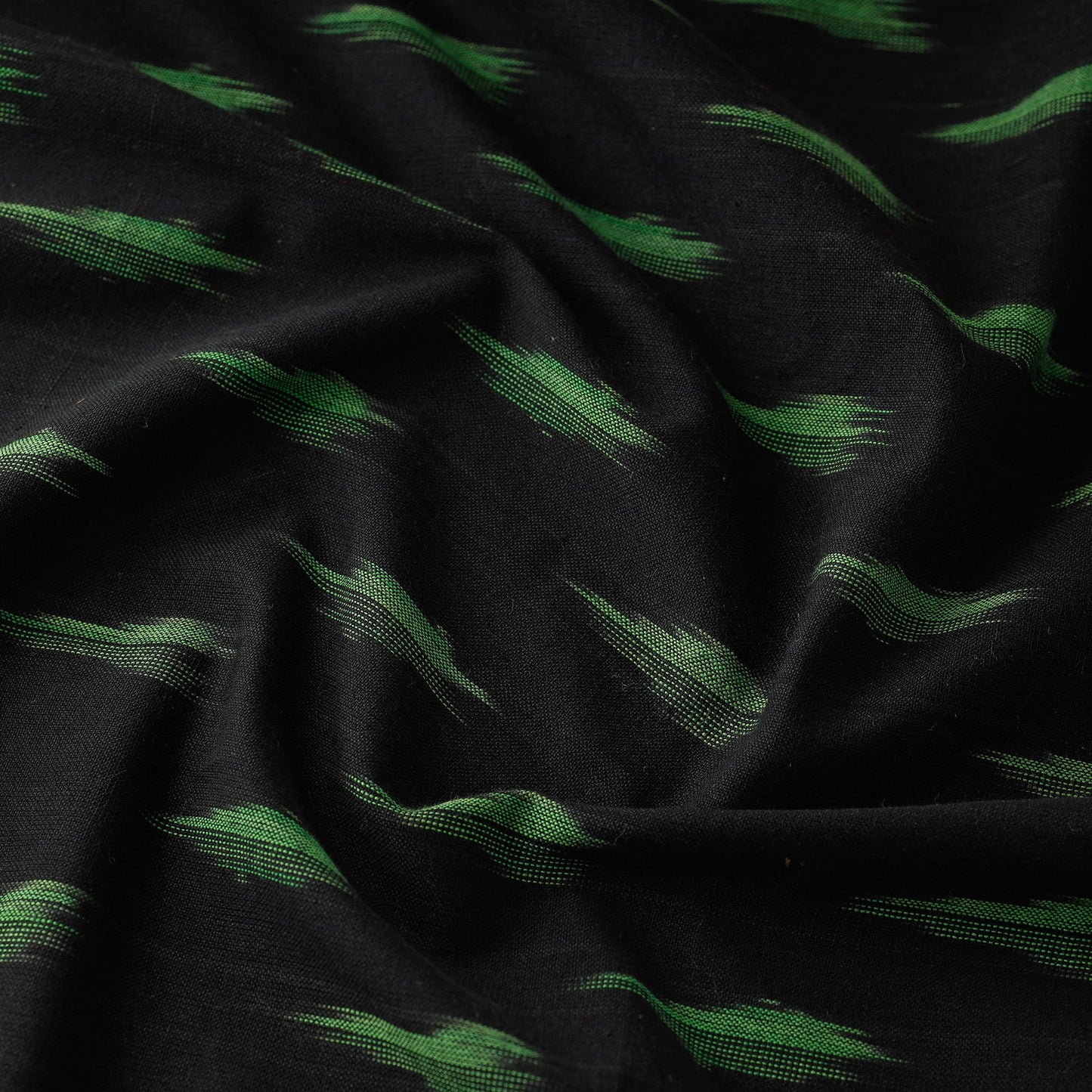 Black Pochampally Ikat Weave Cotton Fabric 