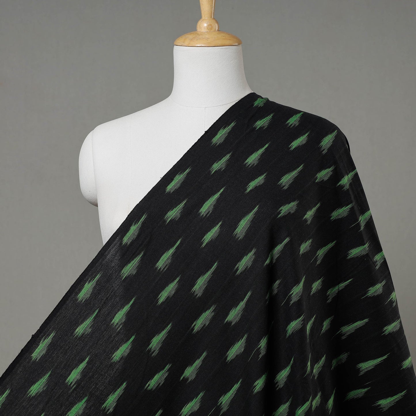 Black Pochampally Ikat Weave Cotton Fabric 